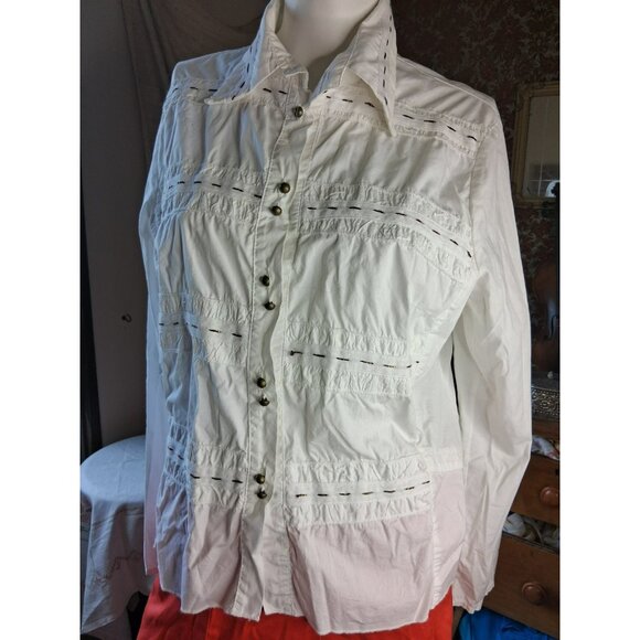 Elisa Cavaletti Italy Button-Up Blouse Shirt Cotton Silk Elastene Women Size XXL - Picture 1 of 4